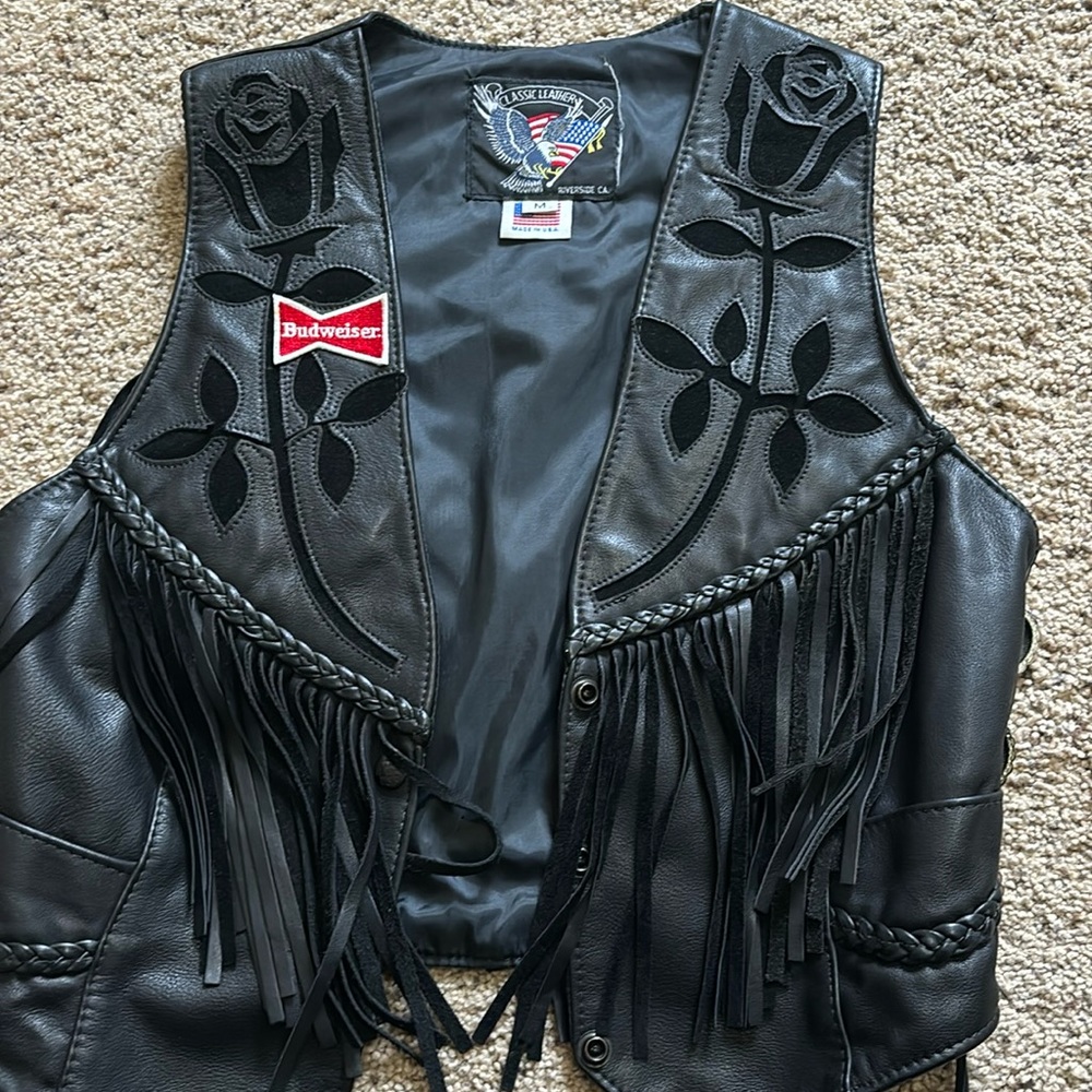 Leather fringe vest